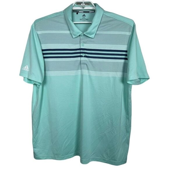 Adidas‎ Size XXL Green Blue Gray Striped Polo Shirt - Picture 1 of 5